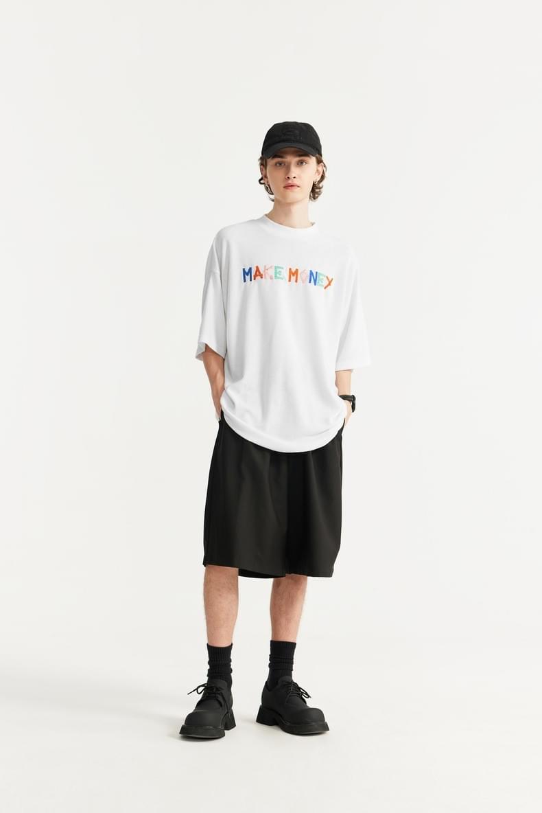 中身彩色文字設計刺繡 短袖T-Shirt [CBT-1060]
