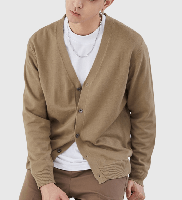 基礎文青色系 V 領開胸 針織棉外套 [SBO-1183]