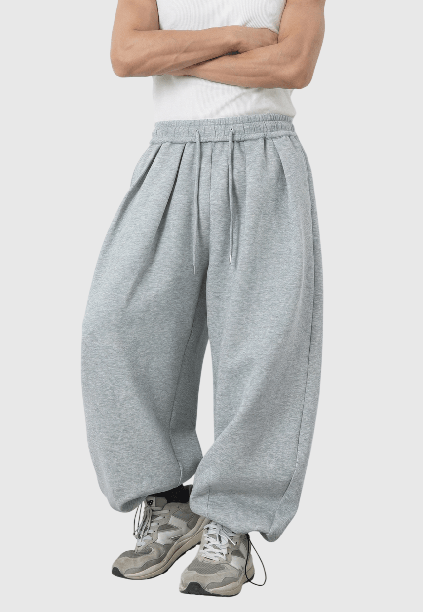 日系雙縫紉褶皺設計 BAGGY 錐形棉衛長褲 [SBP-1199]