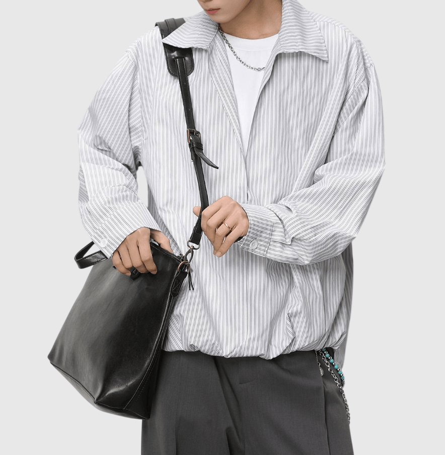 日系假兩件式 深 V 領透氣長袖恤衫 [SBS-1373]