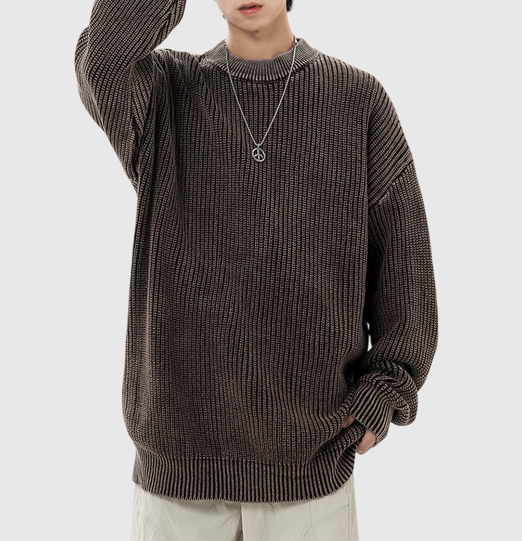 輕水洗立體紋理織布設計 純棉圓領針織冷衫 [CBK-1037]