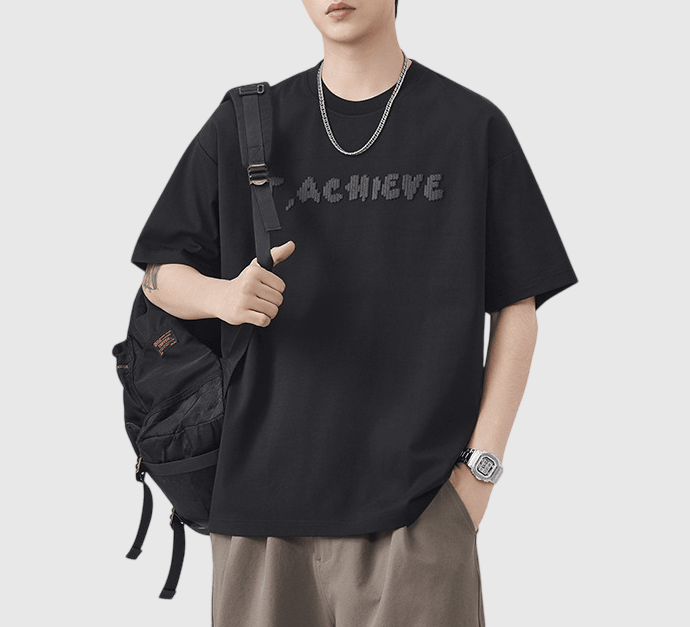 日系毛巾編織文字刺繡 純棉短袖 T-Shirt [SBT-1557]