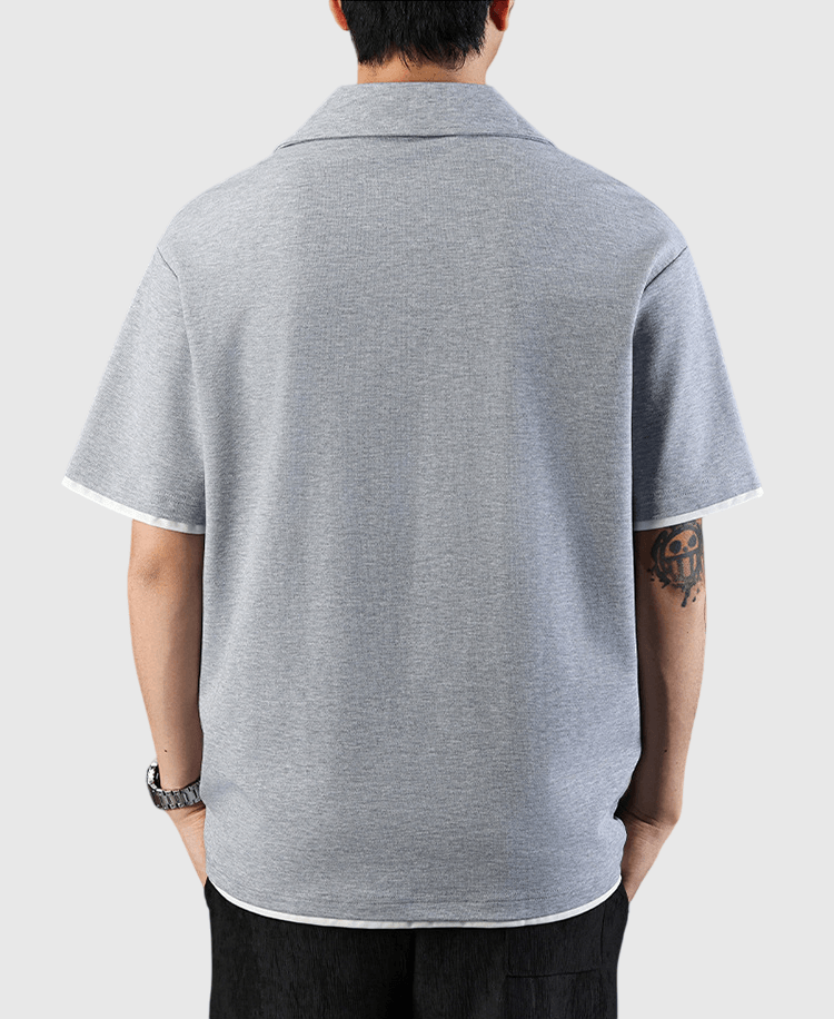 日系層次假兩件式設計 短袖 POLO T-Shirt [SBT-1436]