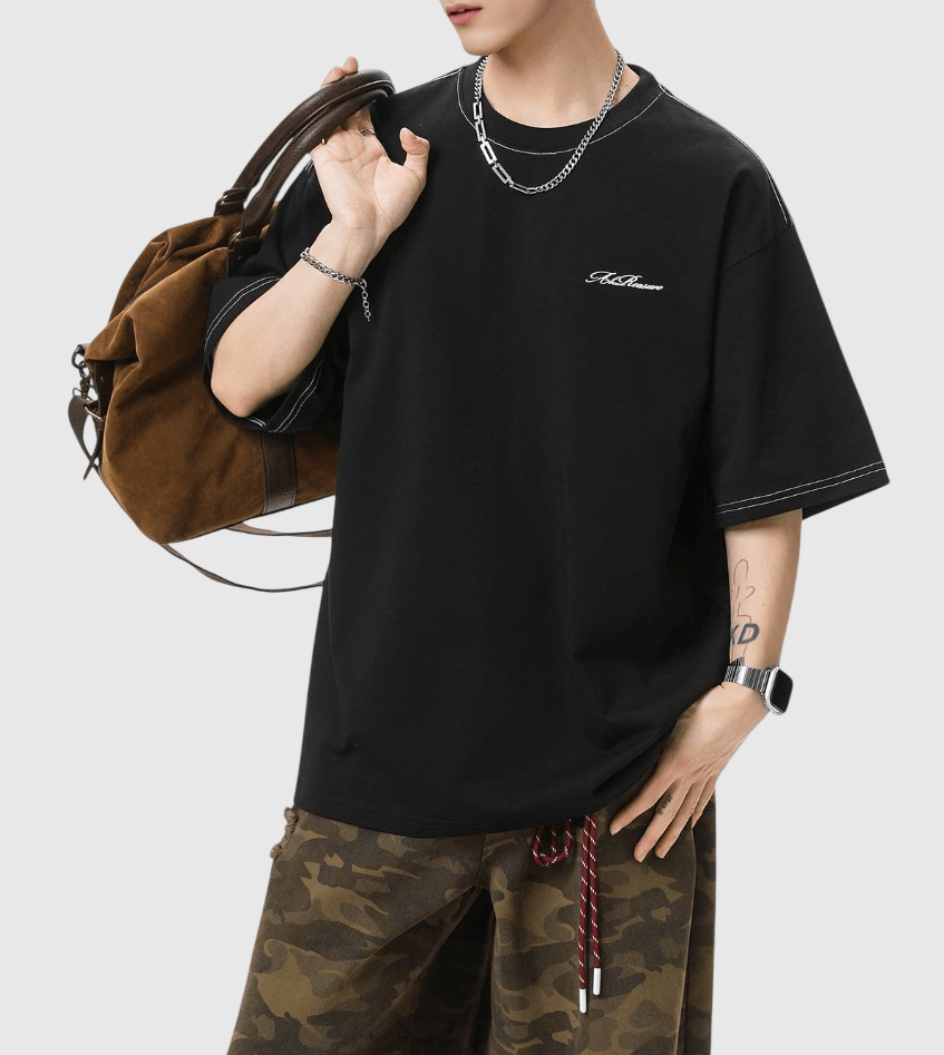 後背分割縫線設計立體大文字印燙 純棉短袖 T-Shirt [SBT-1501]