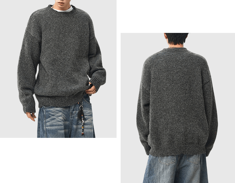 混色紗線編織設計 圓領針織冷衫 [CBK-1035]