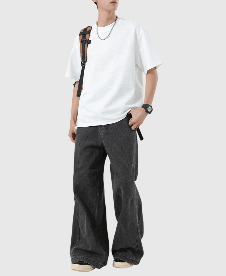 日系基礎鈕扣末端分叉設計 天竺棉短袖 T-Shirt [SBT-1520]