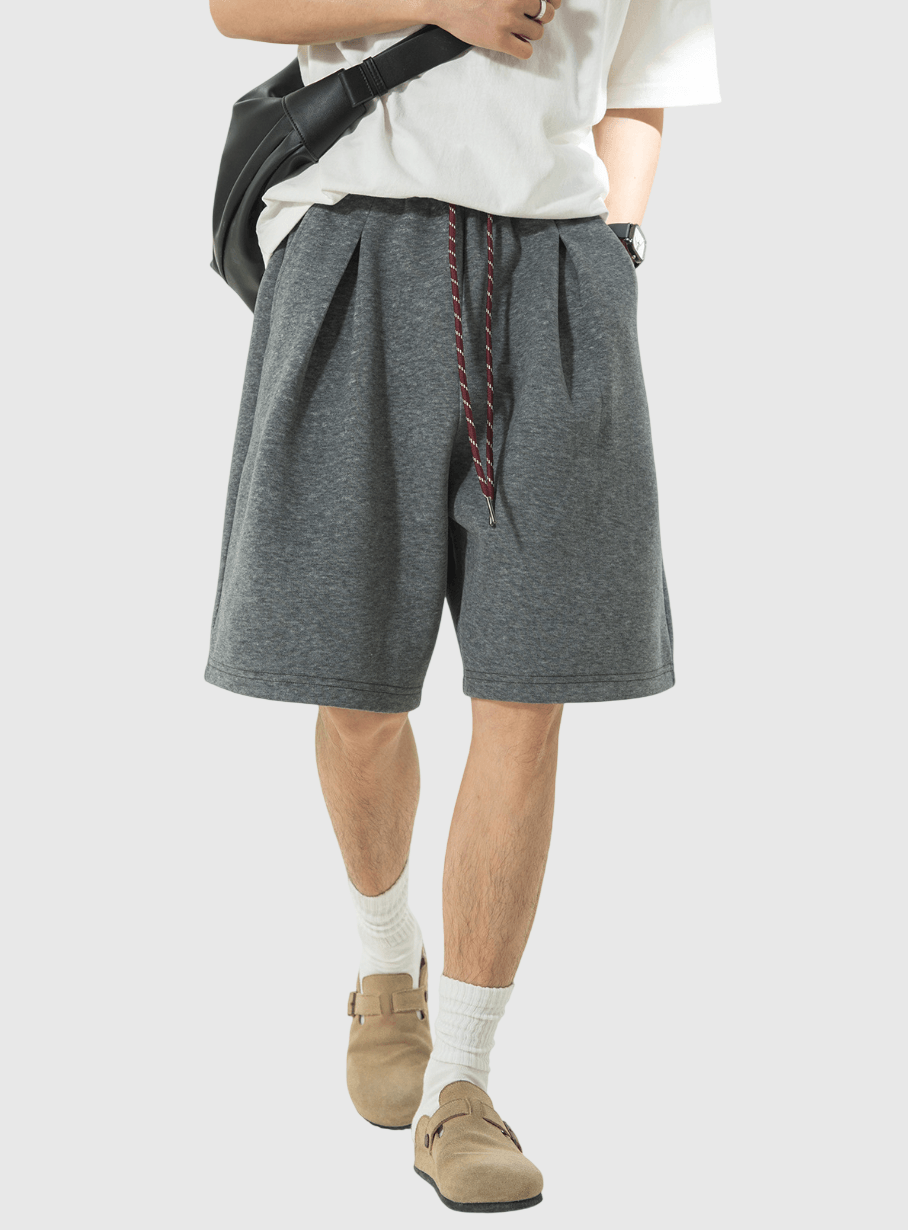 日系基礎褶皺拼色鬆緊繩設計 棉衛短褲 [SBST-1152]