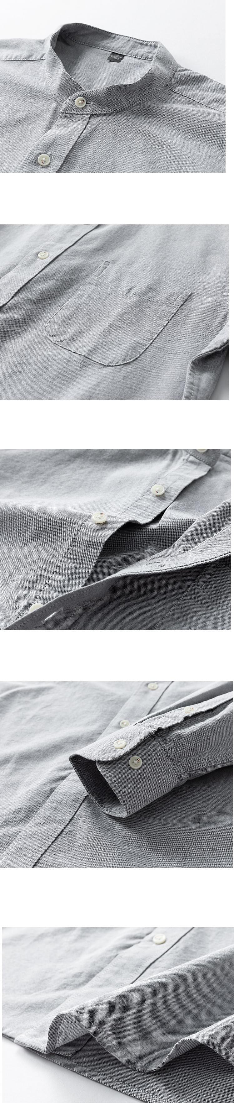 日系基礎前袋設計 純棉立領長袖恤衫 [SBS-1372]