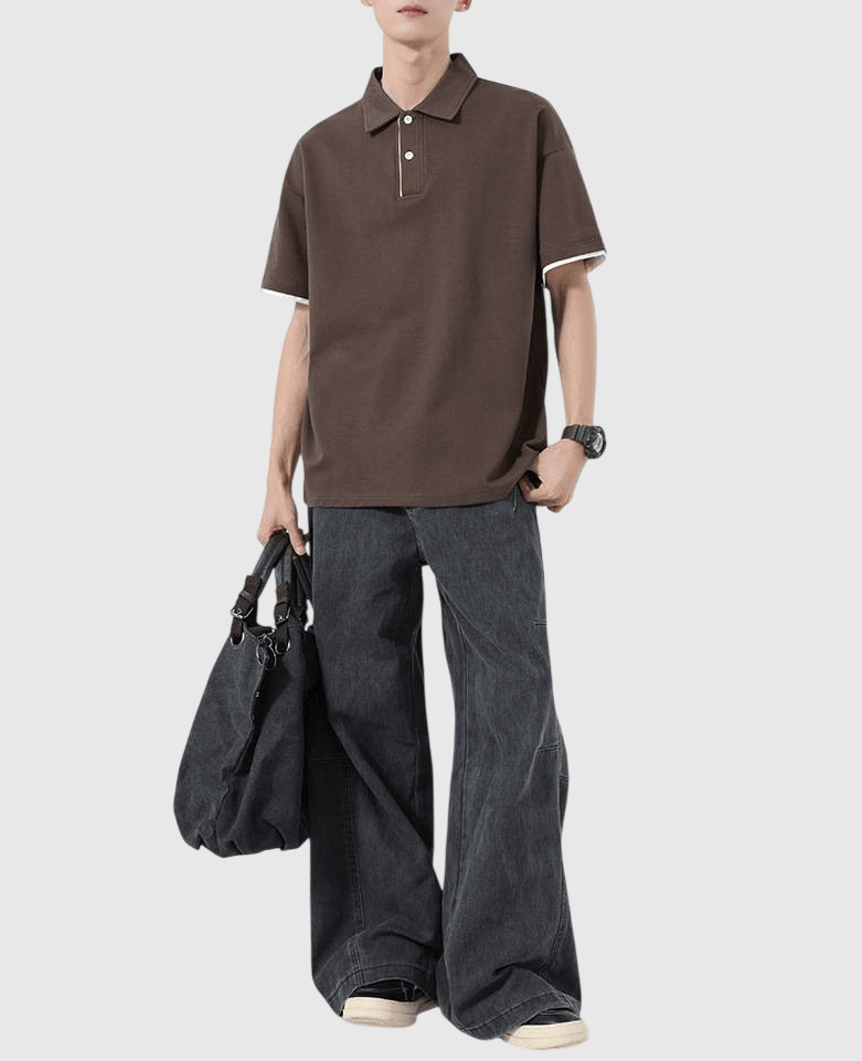 日系基礎假兩件式設計 短袖 POLO T-Shirt [SBT-1488]