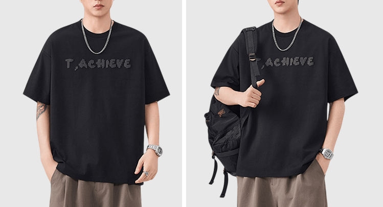 日系毛巾編織文字刺繡 純棉短袖 T-Shirt [SBT-1557]