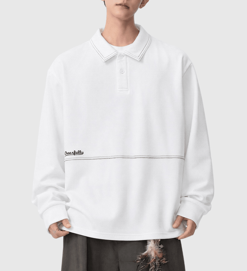 日系前袋明線縫紉 長袖 T-Shirt [SBT-1322]