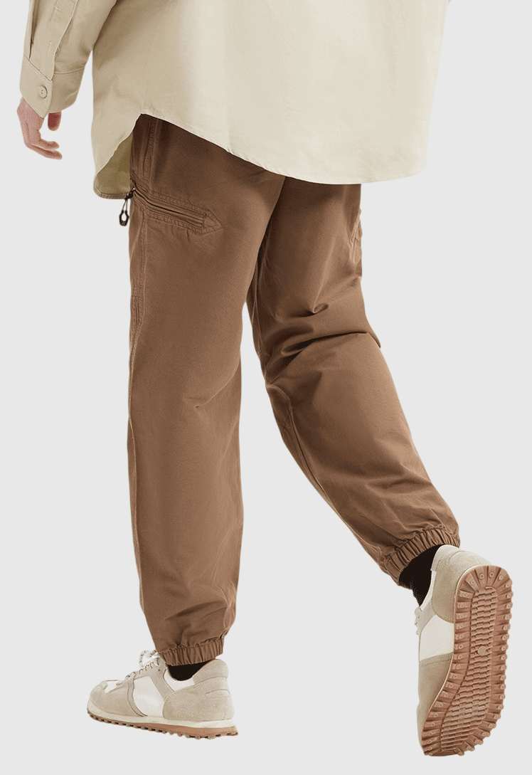 日系側拉鍊工裝 純棉微鬆束腳長褲 [SBP-1197]