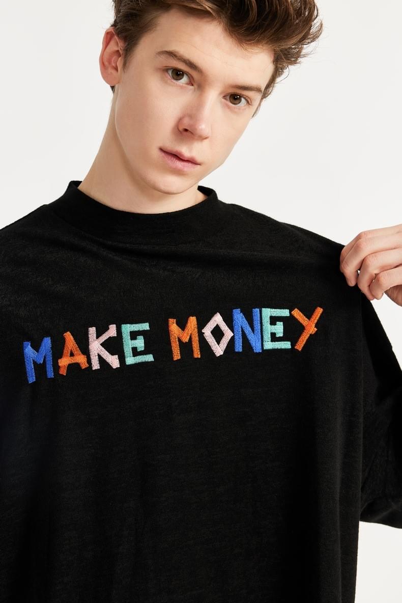 中身彩色文字設計刺繡 短袖T-Shirt [CBT-1060]