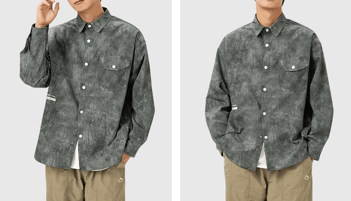 復古紮染前袋設計 長袖風褸外套 [SBO-1402]