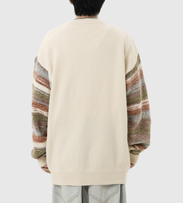 色系撞多色織布設計 圓領針織冷衫 [CBK-1040]