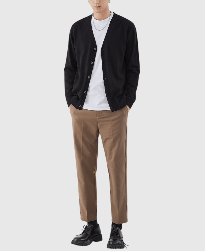 基礎文青色系 V 領開胸 針織棉外套 [SBO-1183]