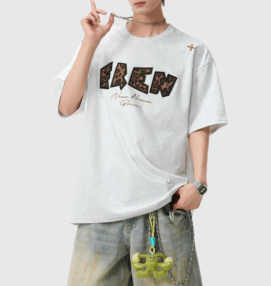 復古豹紋圖案立體印燙設計 純棉短袖 T-Shirt [SBT-1476]