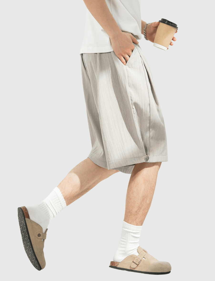 日系立體層次分割折疊 透氣垂感短褲 [SBST-1155]