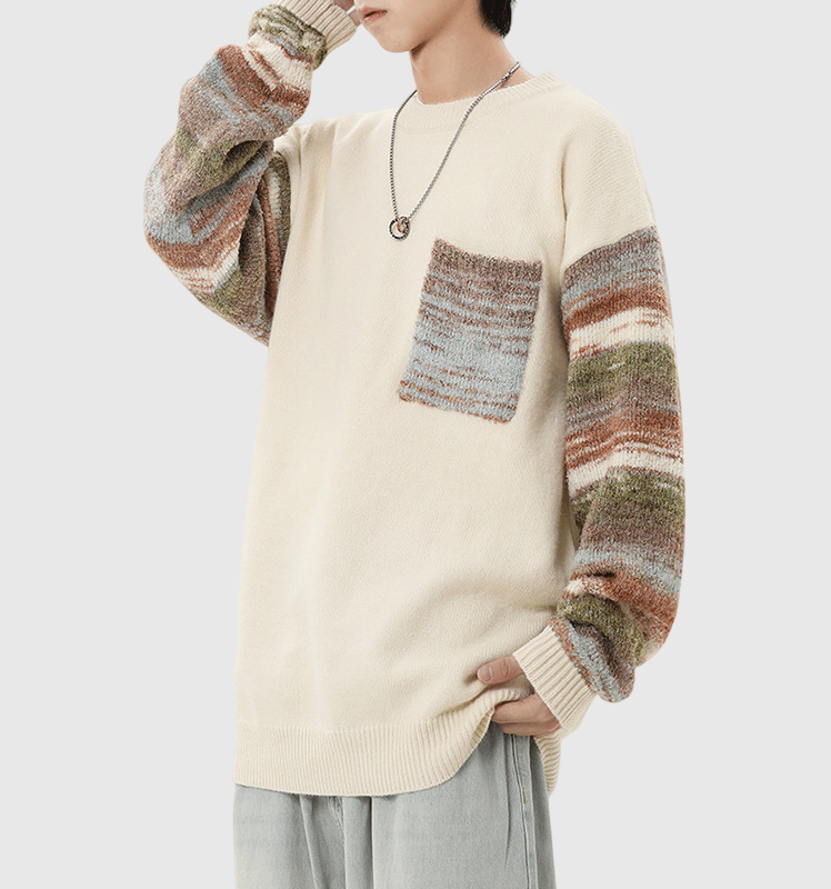 色系撞多色織布設計 圓領針織冷衫 [CBK-1040]