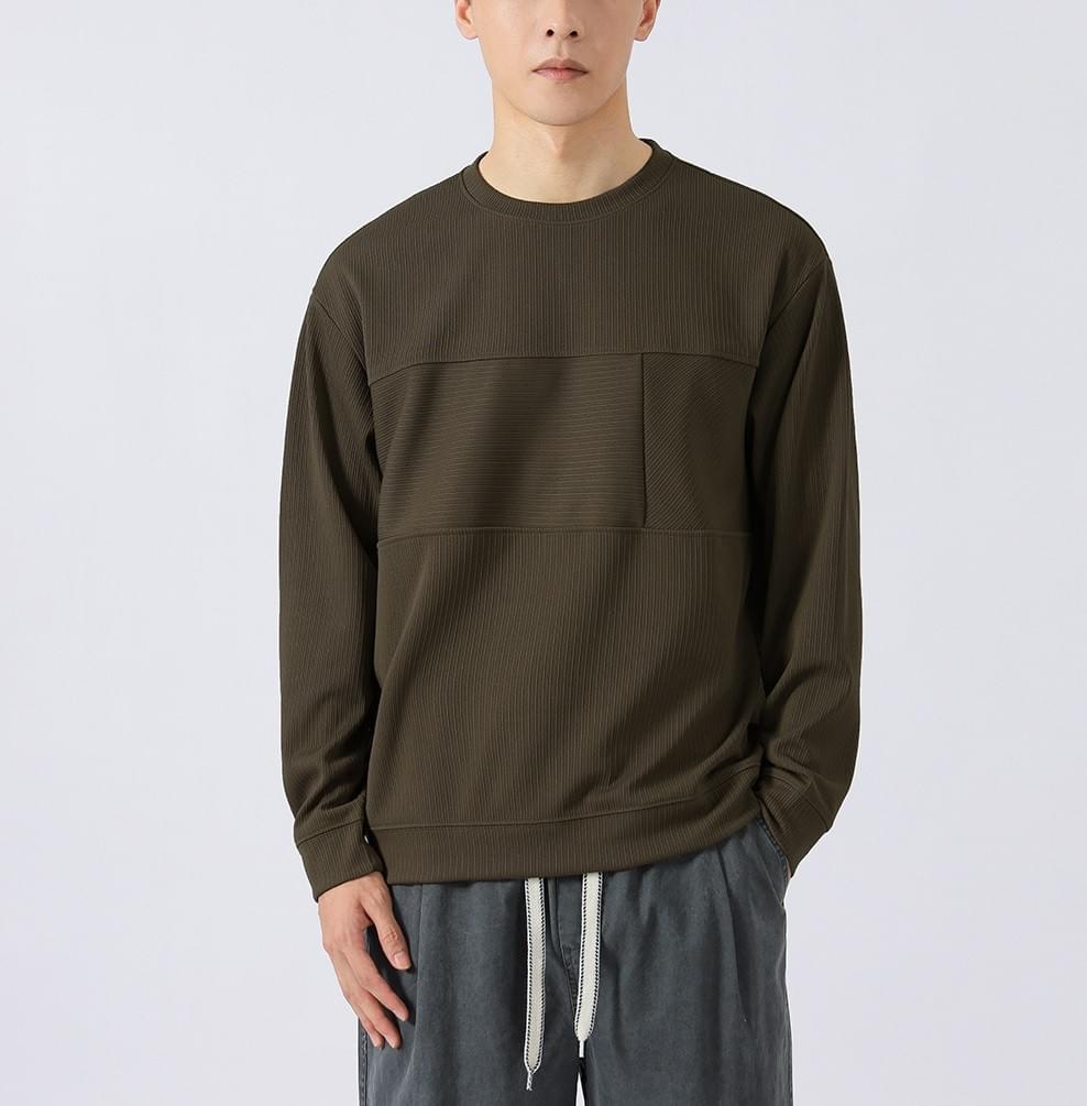日系肌理紋理拼接 長袖 T-Shirt [CBT-1117]