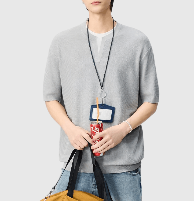 日系層次假兩件式設計 麻質針織透氣短袖 T-Shirt [SBT-1541]