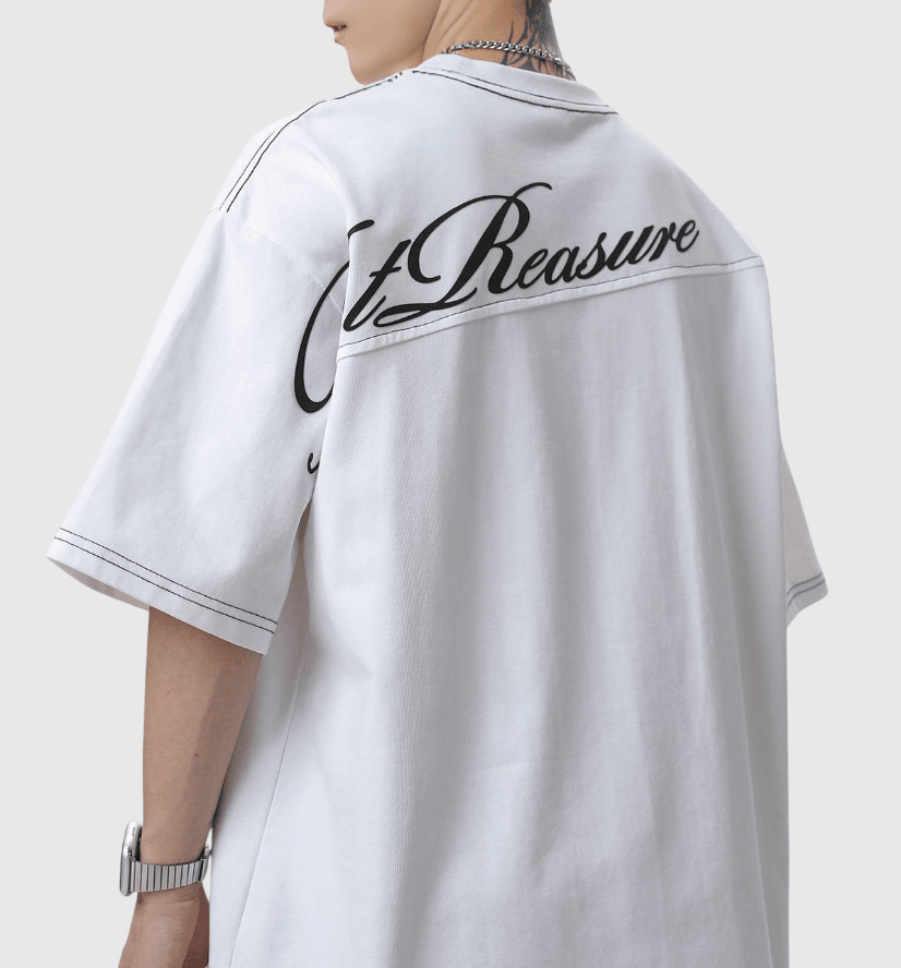 後背分割縫線設計立體大文字印燙 純棉短袖 T-Shirt [SBT-1501]