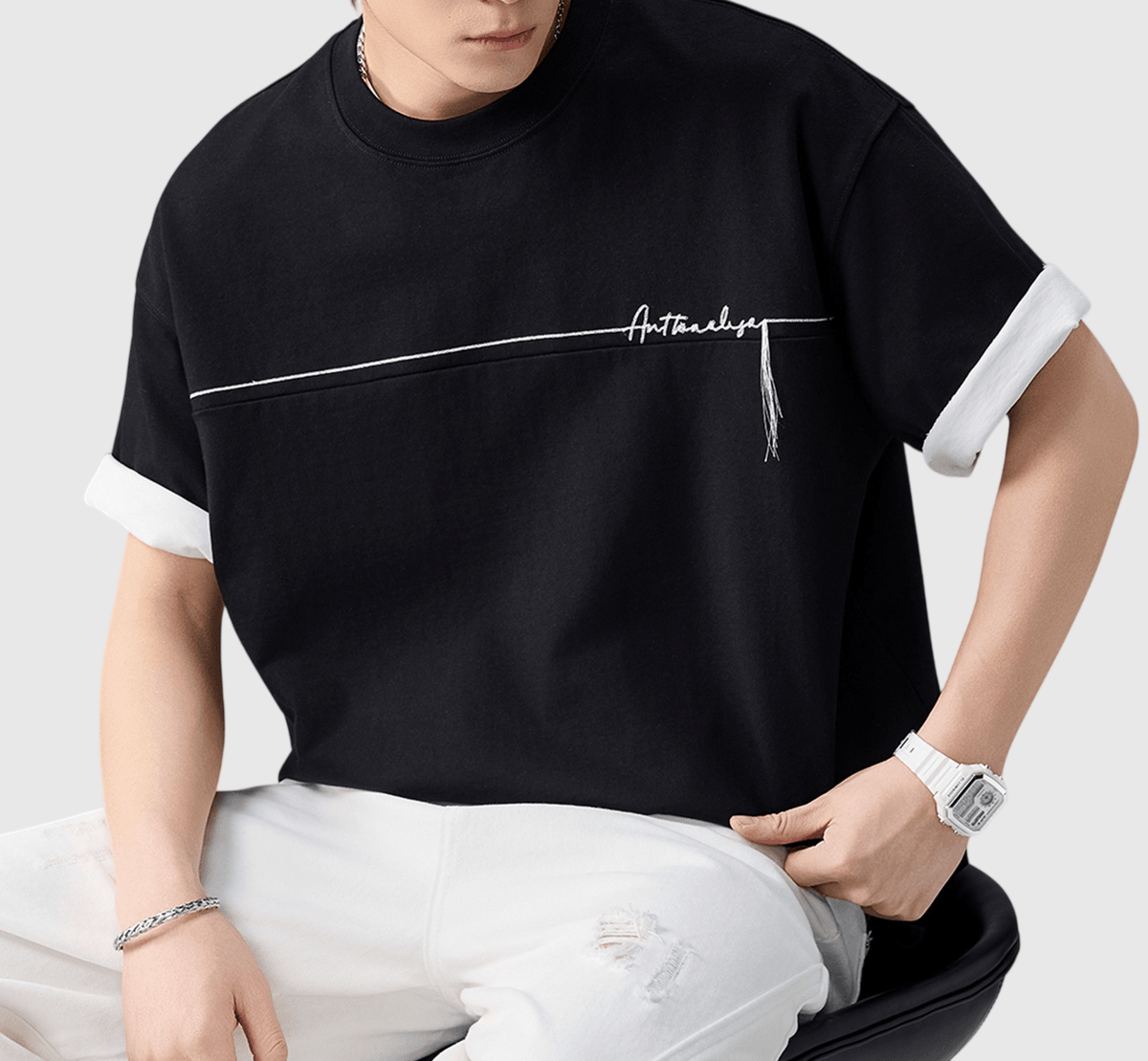 車縫文字工藝設計 純棉短袖 T-Shirt [SBT-1571]