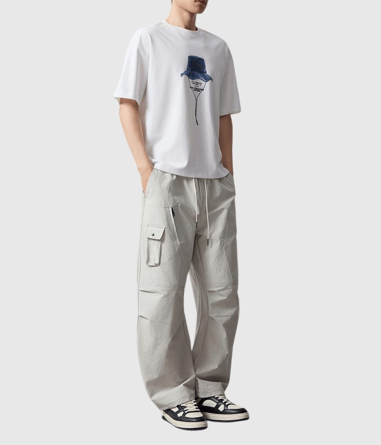 漁夫帽圖案文字印燙設計 短袖 T-Shirt [CBT-1335]