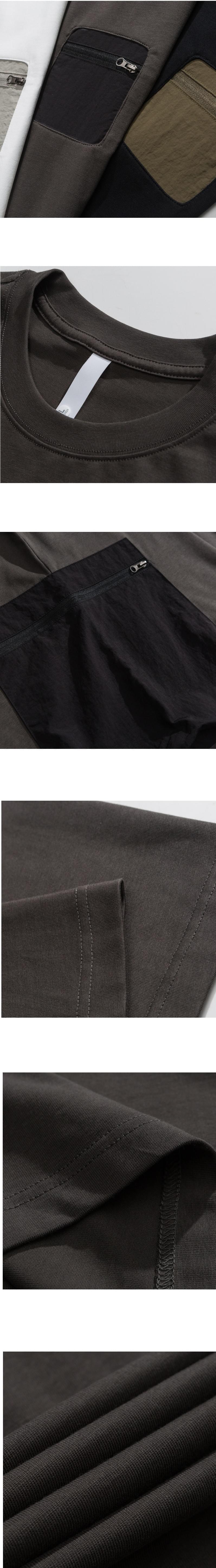 日系多袋色系拼接設計 純棉短袖 T-Shirt [SBT-1449]