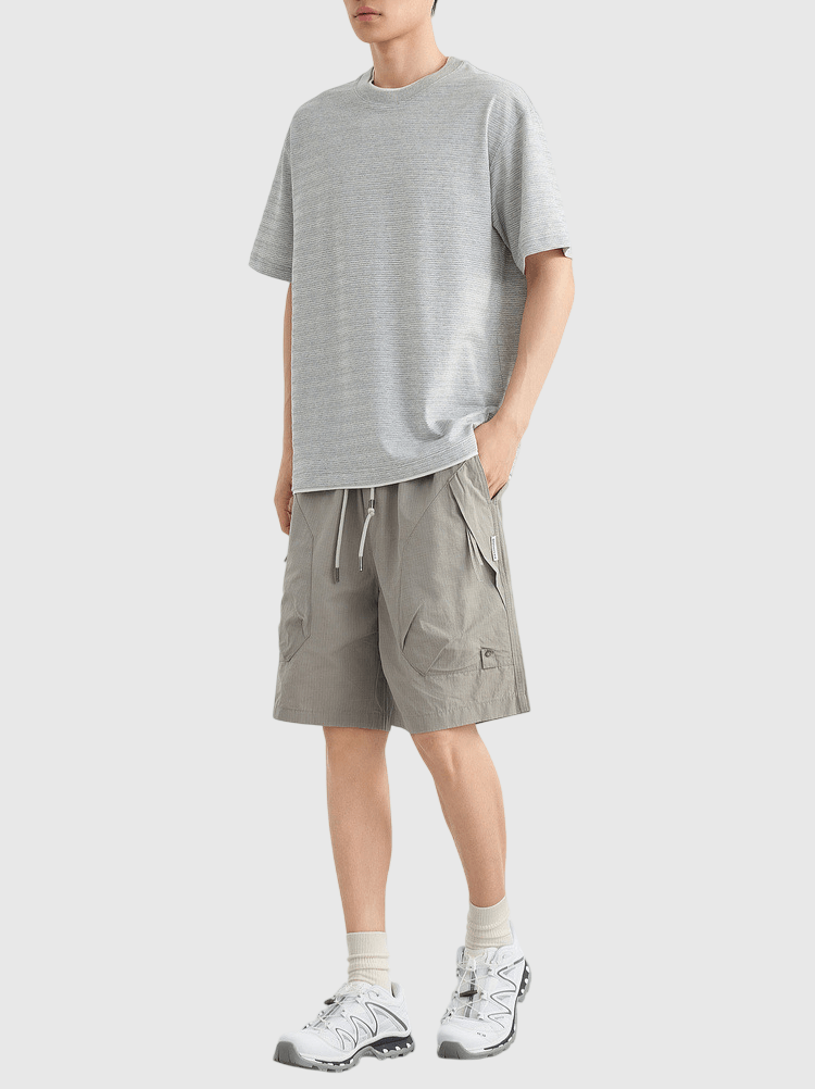 假兩件肌理紋理編織 短袖 T-Shirt [CBT-1286]