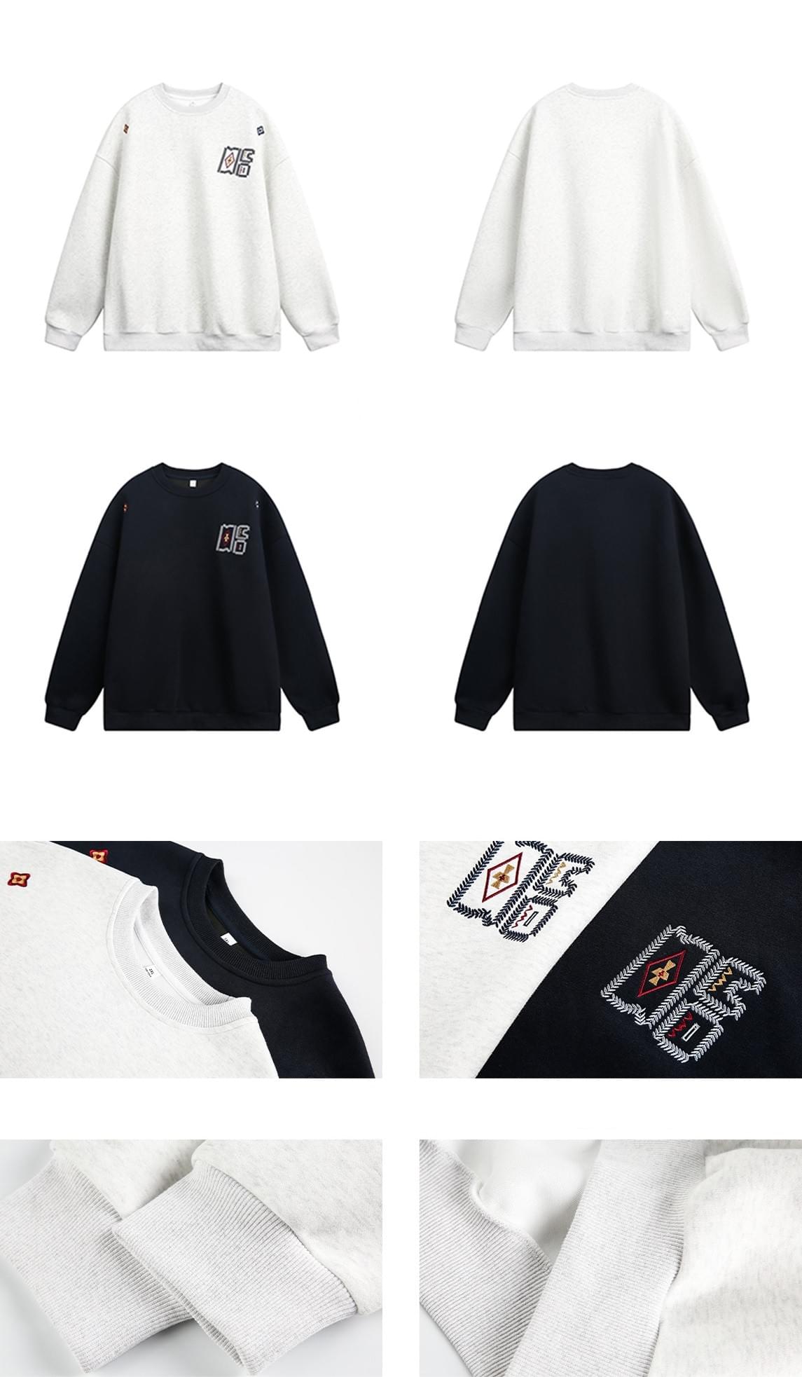 復古民族風圖案刺繡編織 重磅圓領長袖衛衣 [SBH-1284]