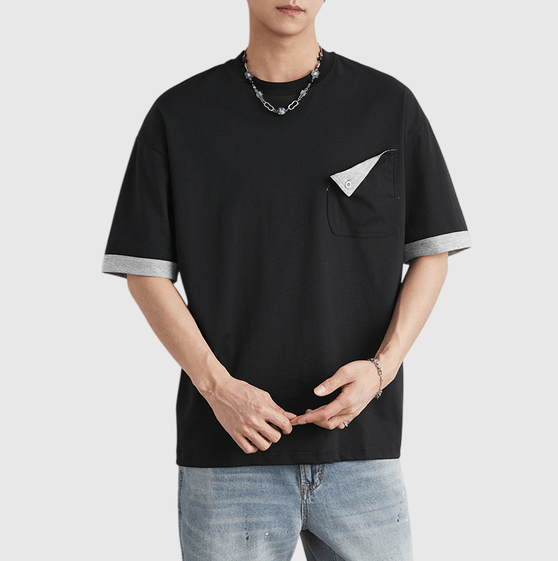 日系色系撞色前袋反向設計 短袖 T-Shirt [SBT-1560]