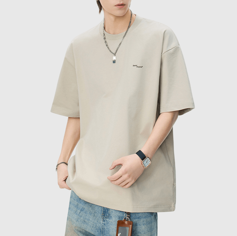 日系撞色細文字印燙設計 短袖 T-Shirt [SBT-1510]