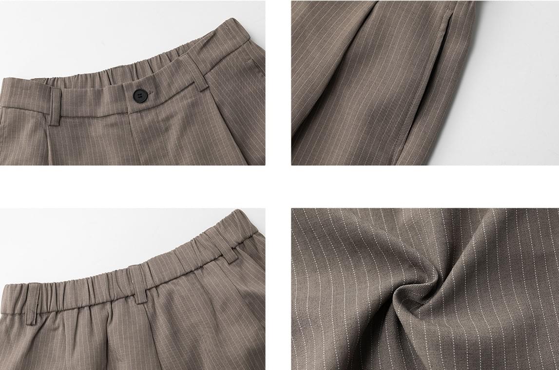 基礎垂直條紋色織工藝設計 透氣西裝短褲 [SBST-1150]