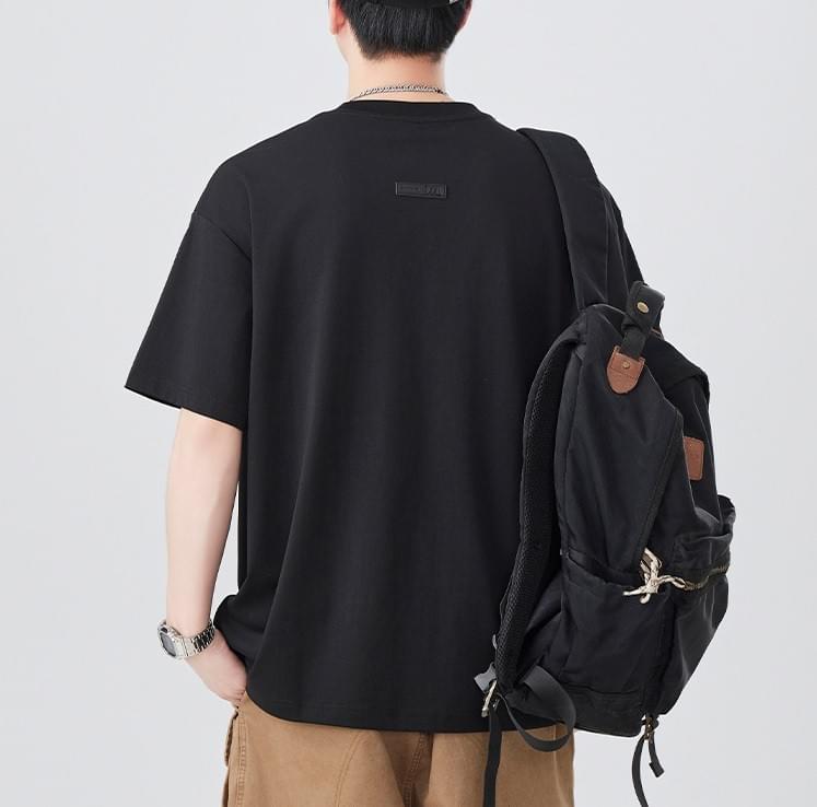 復古電單車細圖案刺繡 純棉短袖 T-Shirt [SBT-1430]