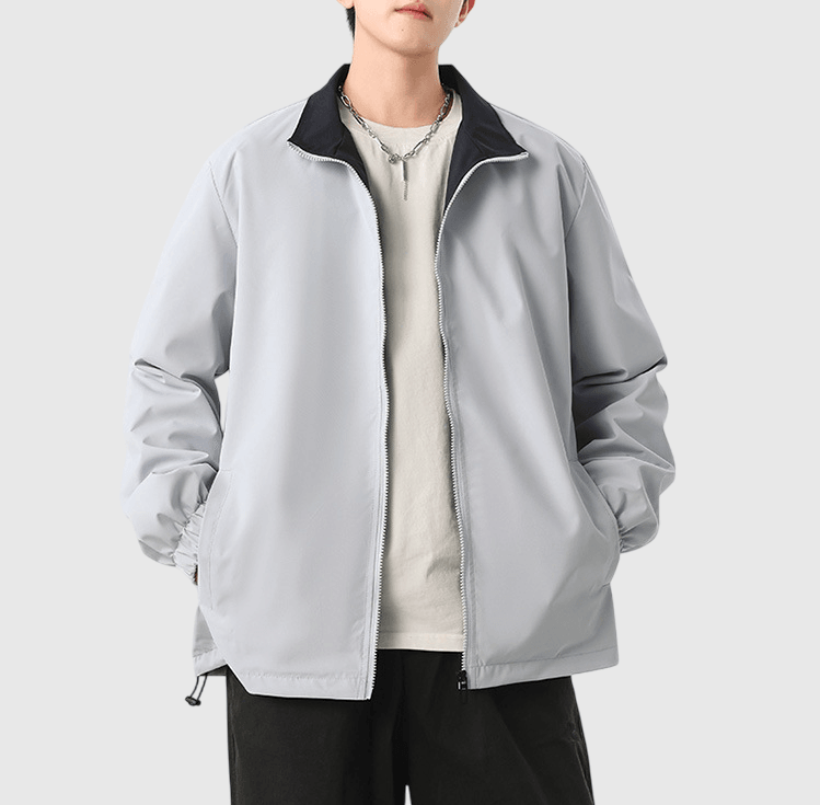 內層撞色設計 長袖風褸外套 [CBJ-1071]