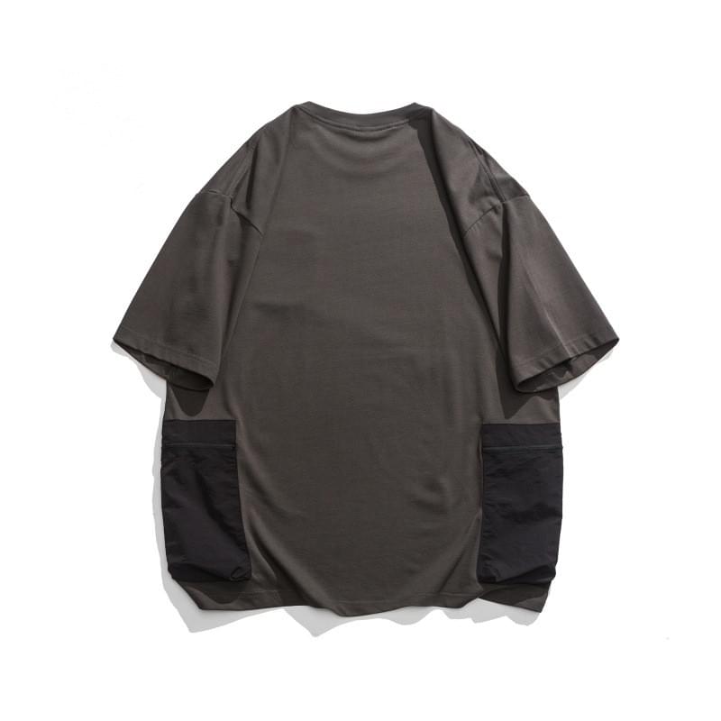 日系多袋色系拼接設計 純棉短袖 T-Shirt [SBT-1449]