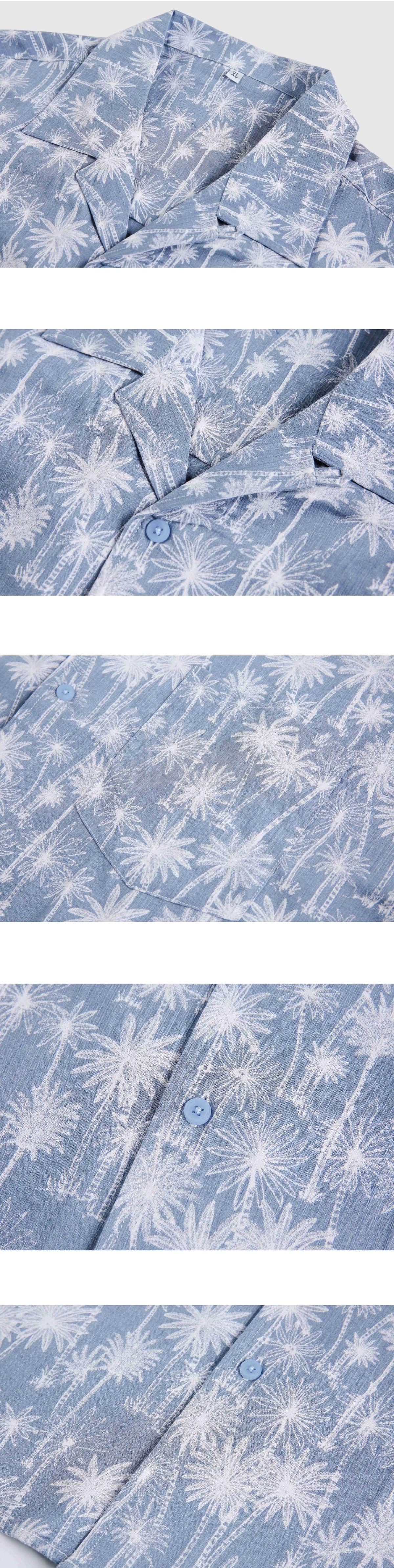 海邊椰子樹圖案印燙 透氣短袖恤衫 [SBS-1421]