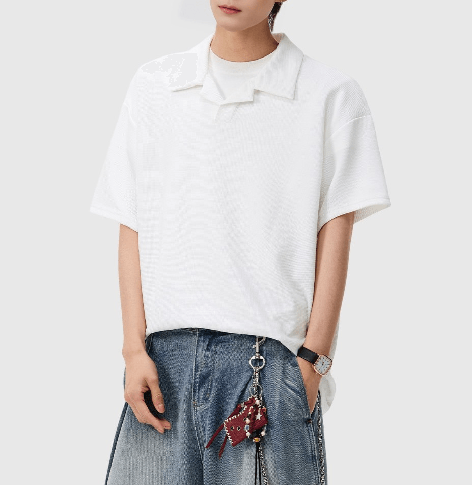 日系基礎格紋紋理  垂感透氣短袖 POLO T-Shirt [SBT-1526]