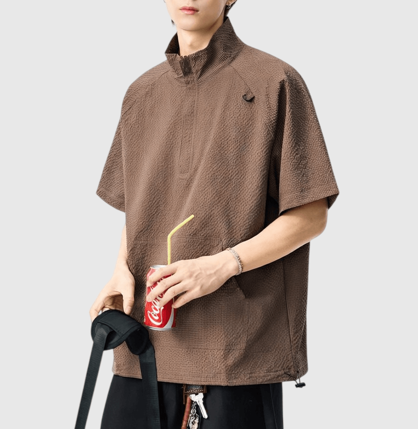 山系戶外半拉鍊設計 機能透氣短袖 T-Shirt [SBT-1545]