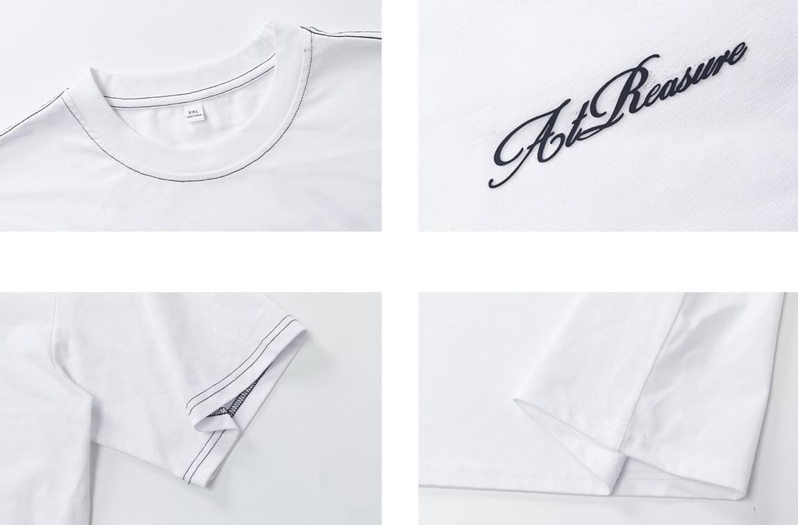 後背分割縫線設計立體大文字印燙 純棉短袖 T-Shirt [SBT-1501]