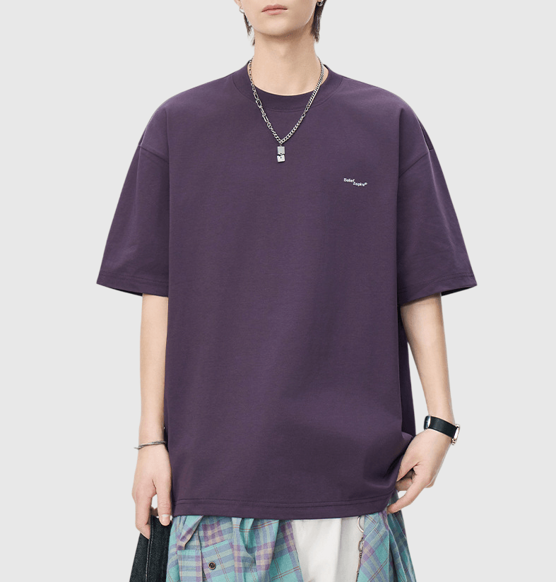 日系撞色細文字印燙設計 短袖 T-Shirt [SBT-1510]