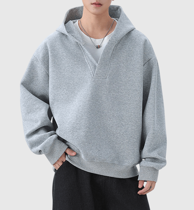 假兩件式大領口拼接 重磅連帽衛衣 [CBH-1024]