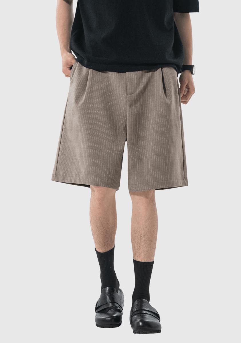 基礎垂直條紋色織工藝設計 透氣西裝短褲 [SBST-1150]