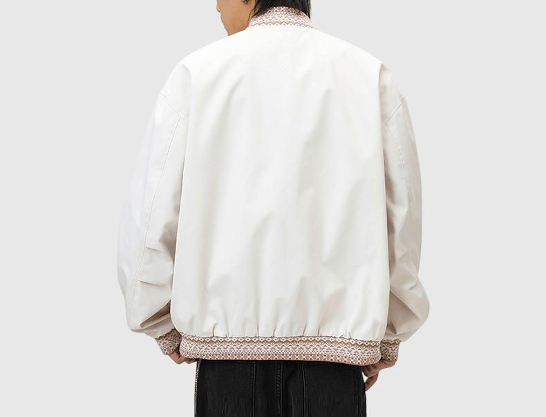 復古領口民族風圖案紋理 棒球外套 [SBO-1450]