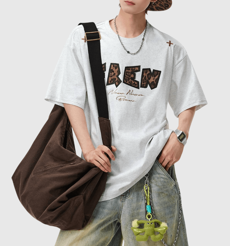 復古豹紋圖案立體印燙設計 純棉短袖 T-Shirt [SBT-1476]