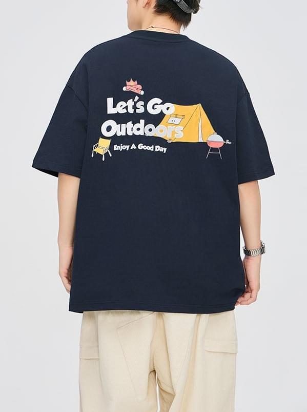 山系戶外露營圖案印燙 純棉短袖 T-Shirt [SBT-1362]