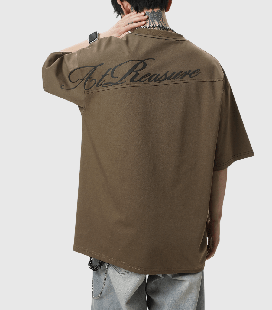 後背分割縫線設計立體大文字印燙 純棉短袖 T-Shirt [SBT-1501]