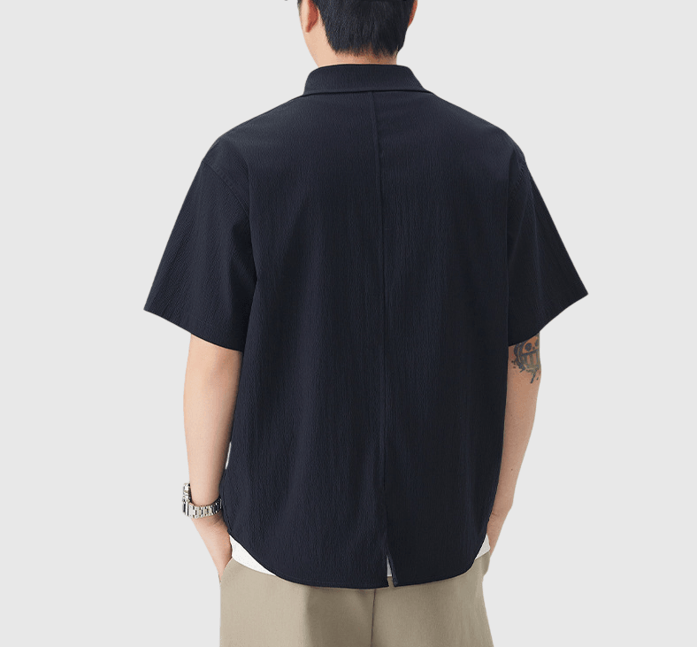 日系不規則層次設計 透氣短袖恤衫 [SBS-1401]