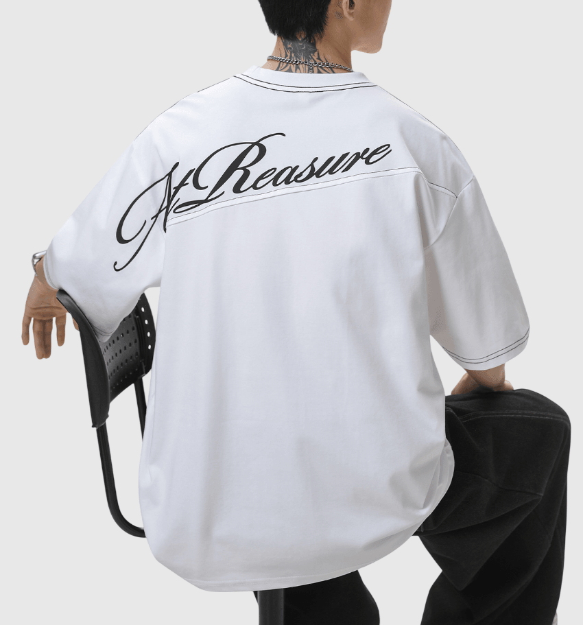 後背分割縫線設計立體大文字印燙 純棉短袖 T-Shirt [SBT-1501]